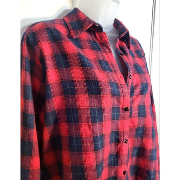 Women’s Red Plaid Button Down Embroidered Velvet Back Boho Western Shirt Sz M - Picture 3 of 9